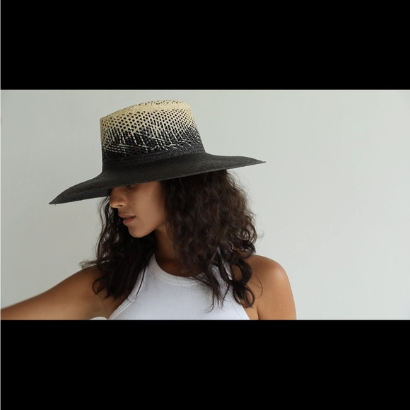 NEW Freya Eclipse Charcoal Dip Dyed Hand Woven Straw Wide Brim Hat - Picture 4 of 12